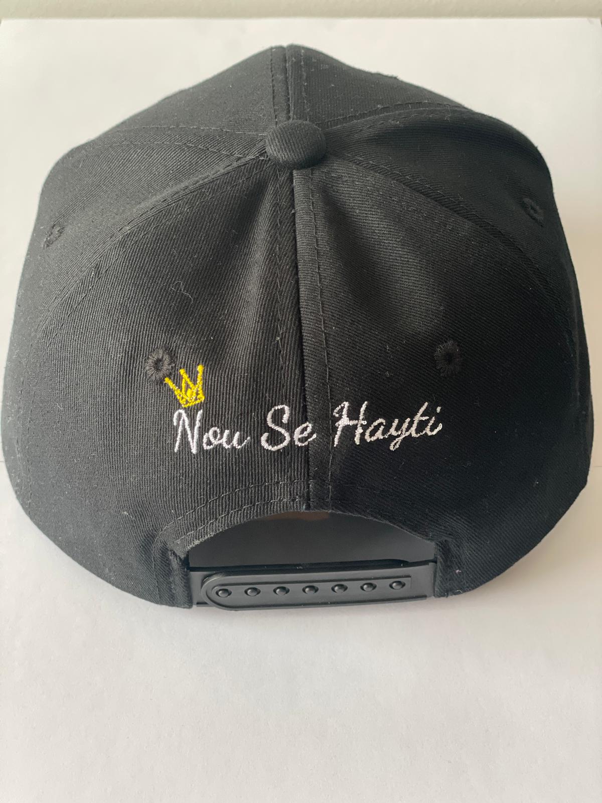 Casquette Noire 1804 – Broderie Rouge & Noire avec Couronne Dorée | Nou Se Hayti